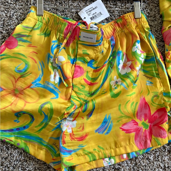 Balenciaga Yellow Floral Button-Front Maxi Dress with Pink & Blue Accents - Picture 3 of 3